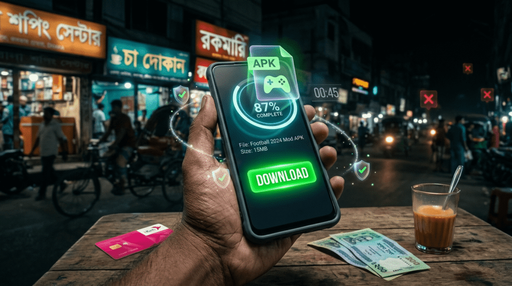 CK44 app download APK 15MB installing on Android phone at Bangladesh street with bKash and cha