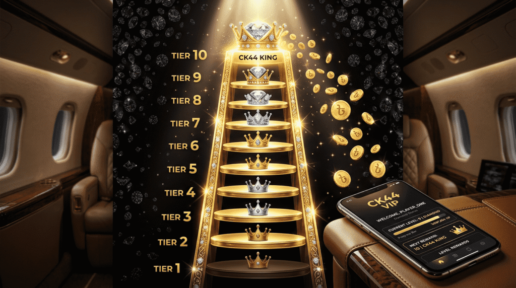 CK44 VIP guide 10 tier ladder from Tier 1 to CK44 King with golden crowns and diamond rewards Bangladesh loyalty program