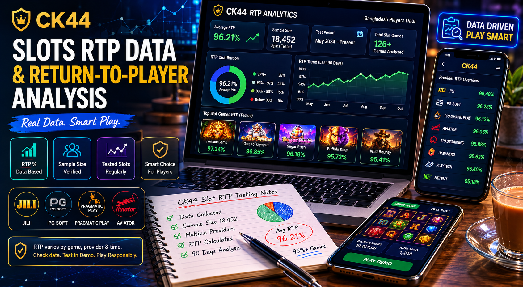 CK44 slots RTP data Bangladesh - tested return-to-player rates on 15 top JILI, PG Soft, and Pragmatic games
