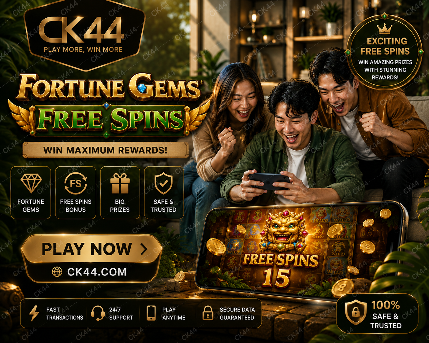 CK44 Fortune Gems free spins Bangladesh guide covering the bonus trigger, multipliers and honest bankroll limits