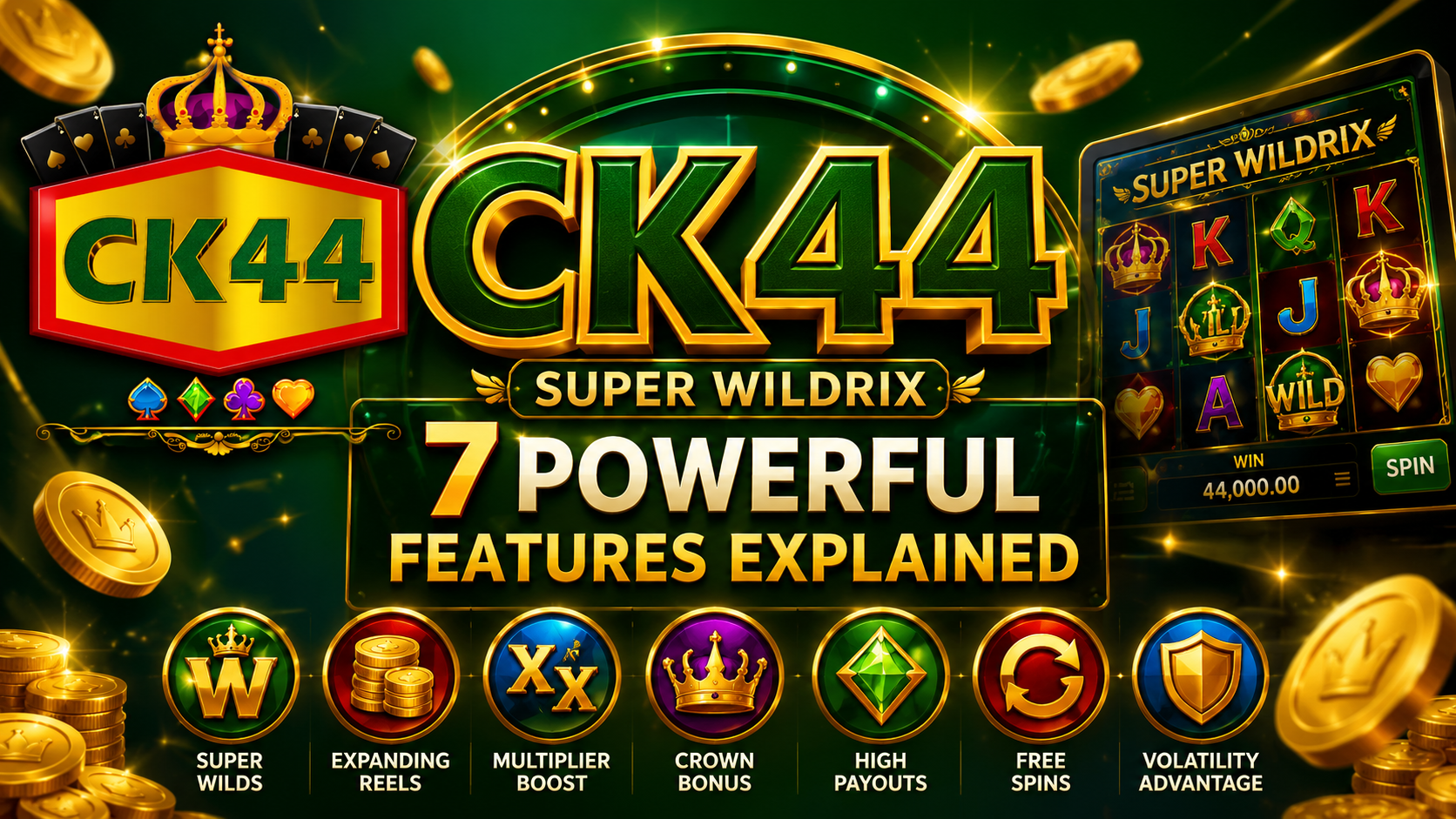 CK44 Super Wildrix superhero slot features and RTP guide