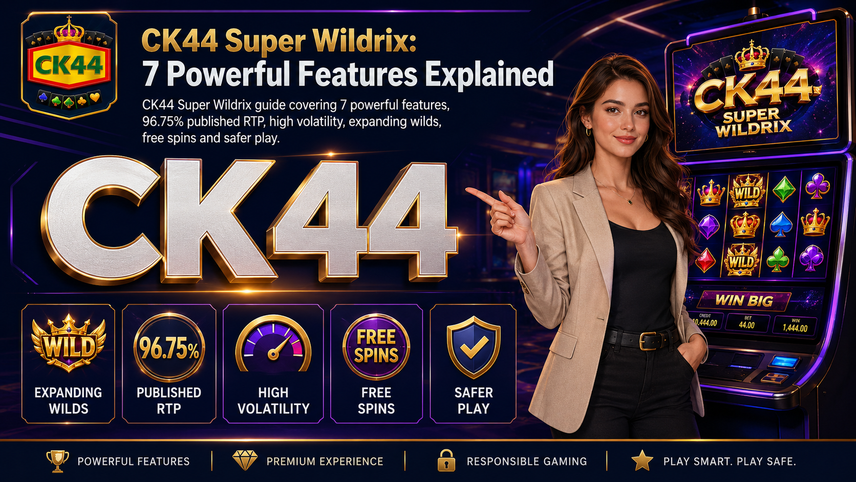 CK44 Super Wildrix superhero slot features and RTP guide