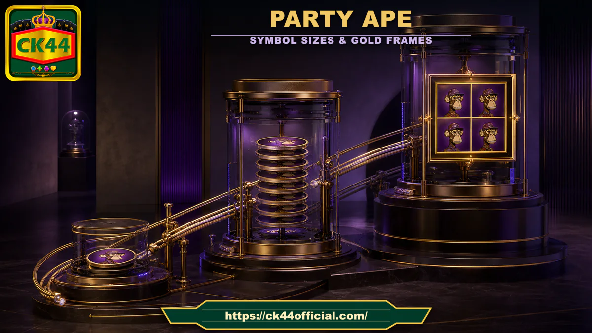 CK44 Party Ape three symbol sizes and 2x2 Gold Frame conversion